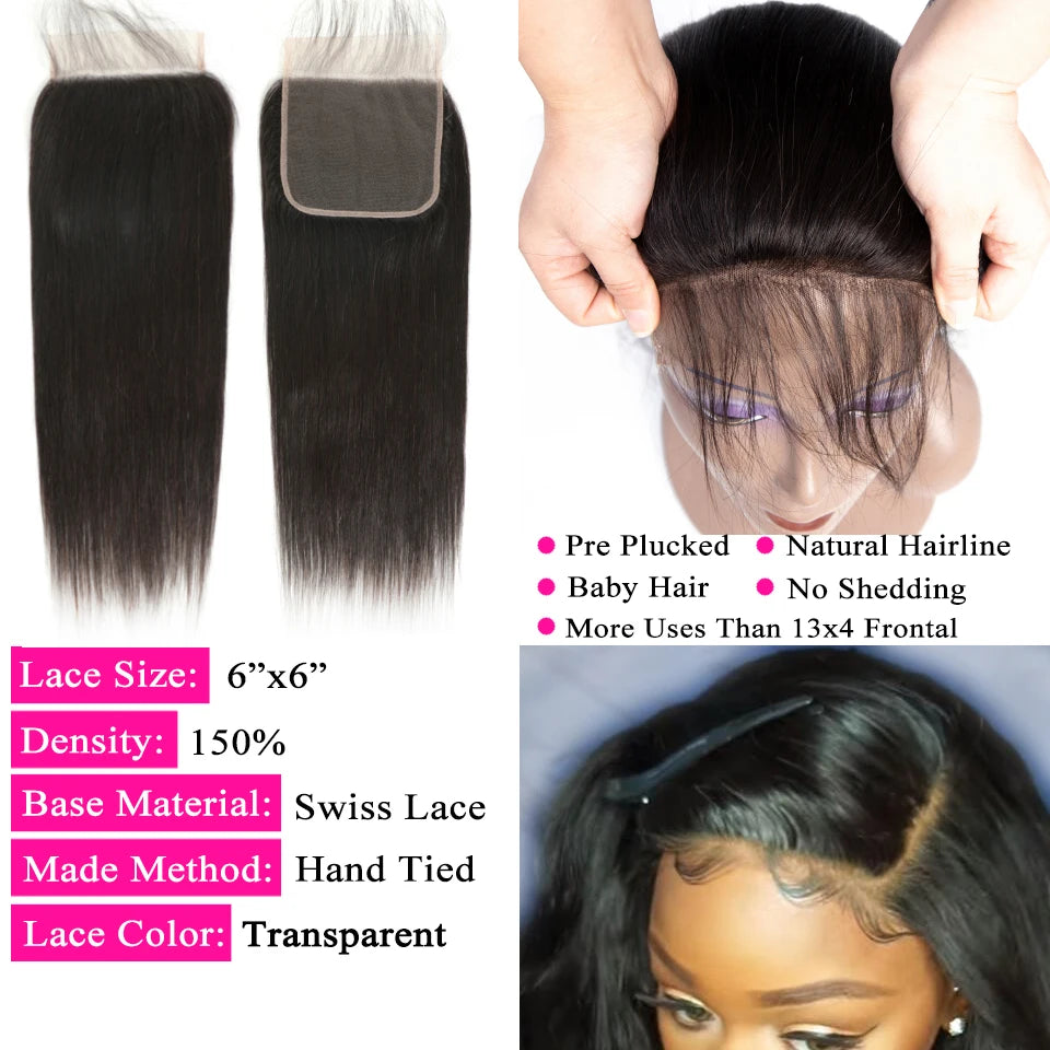 Lace Closure With 30 40 Inch Human Hair Bundles