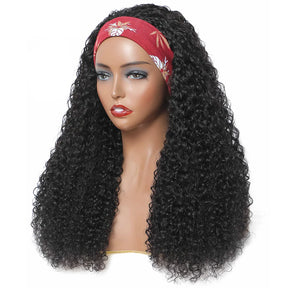 Curly Human Hair Wigs Headband Wig