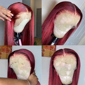 Burgundy Colored  Lace Front Wig