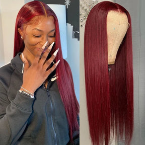 Burgundy Colored  Lace Front Wig