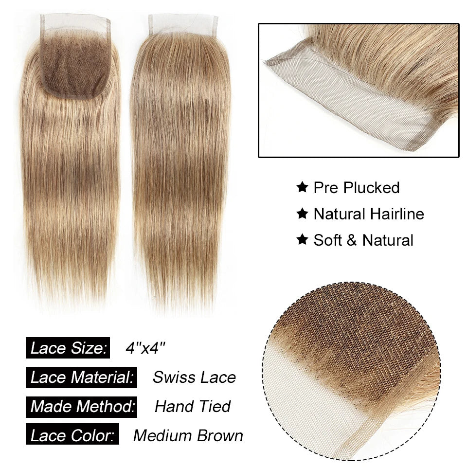 Transparent Lace Closure Straight Remy Human Hair