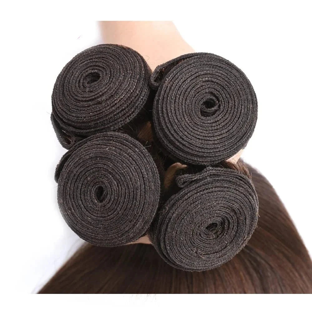 Pure-Colored Chocolate Brown Bone Straight Human Hair Extensions