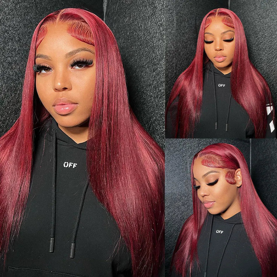 Burgundy Colored  Lace Front Wig