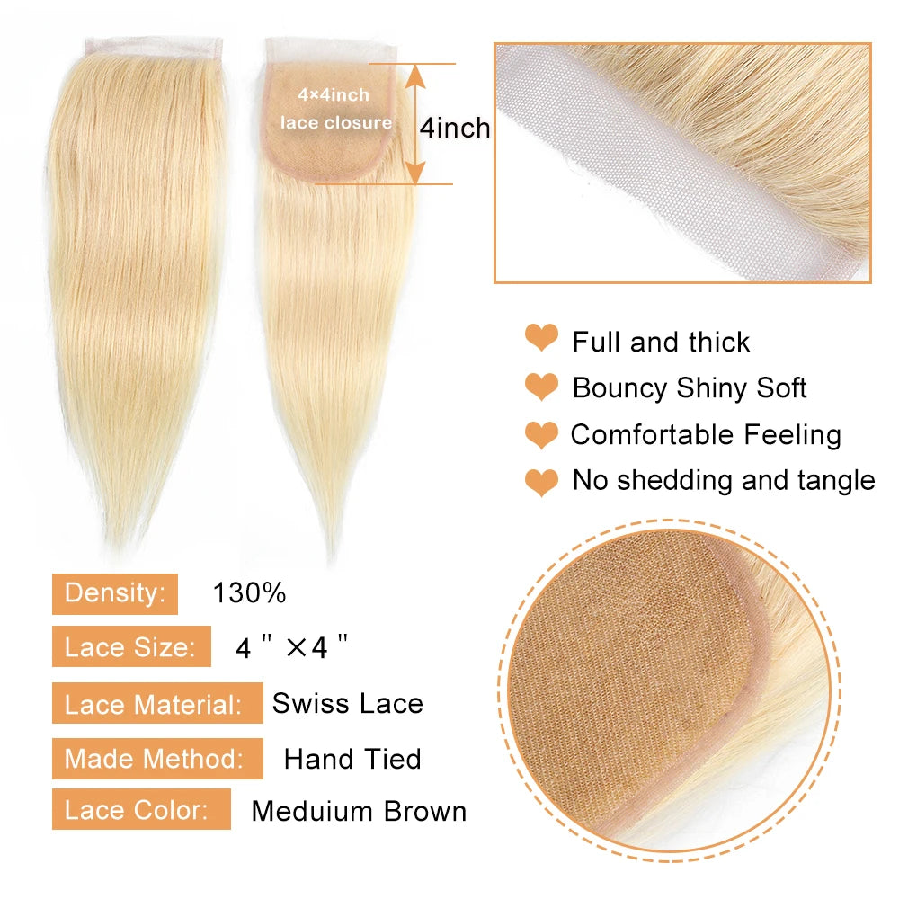 Transparent Lace Closure Straight Remy Human Hair