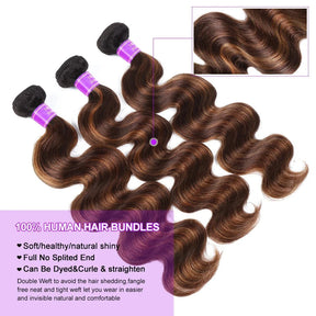 Brown Highlight Bundles With Closure