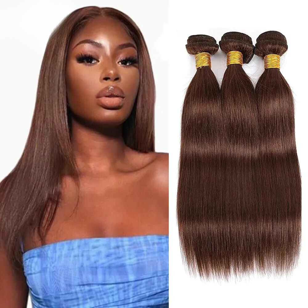 Pure-Colored Chocolate Brown Bone Straight Human Hair Extensions